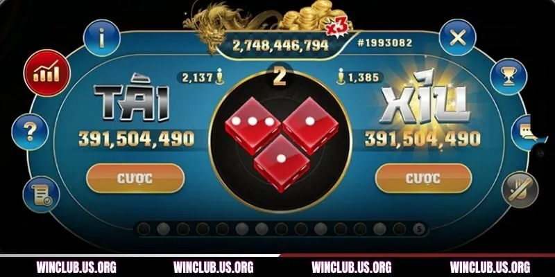Tỷ lệ thưởng Tài Xỉu được công bố trên WINCLUB