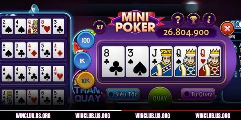 Tỷ lệ trả thưởng trong Poker Mini WINCLUB